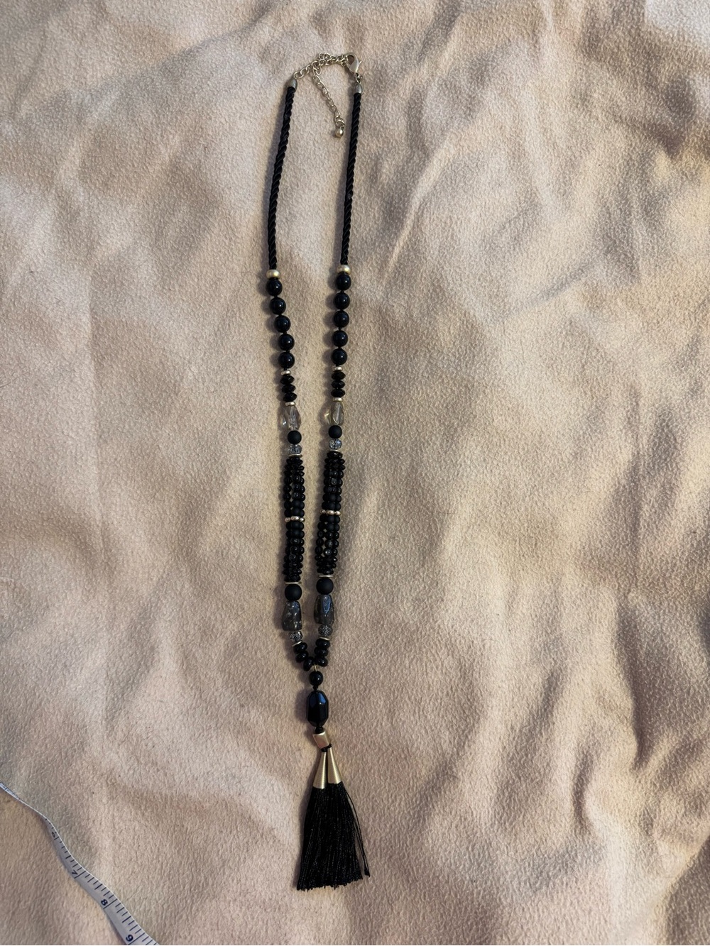 Chico’s Black Beaded Tassel Necklace - Women Jewelry, Long Line Classic. - Picture 12 of 16